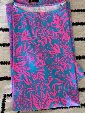 Lilly Pulitzer Turquoise and Hot Pink Tropical Print Dress